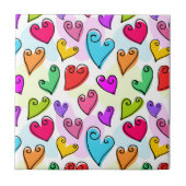 Meisjesachtige Felhartige Hartjes Cute Romantische Tegeltje (Voorkant)