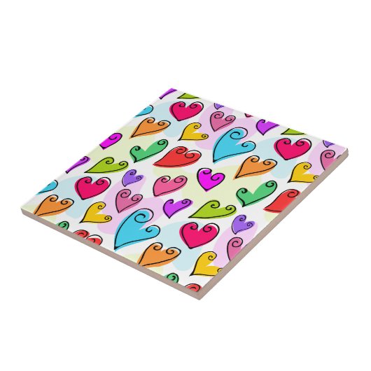 Meisjesachtige Felhartige Hartjes Cute Romantische Tegeltje (Zijkant)