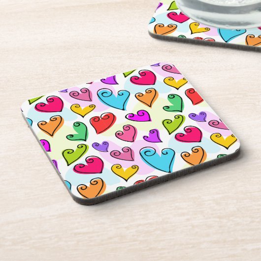 Meisjesachtige Felhartige Hartjes Schattige Romant Bier Onderzetter (Linkerzijde)