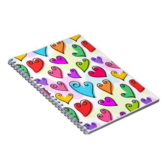 Meisjesachtige Felhartige Hartjes Schattige Romant Notitieboek (Rechterzijde)
