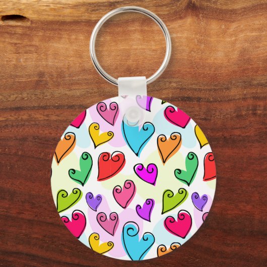 Meisjesachtige Felhartige Hartjes Schattige Romant Sleutelhanger (Voorkant)