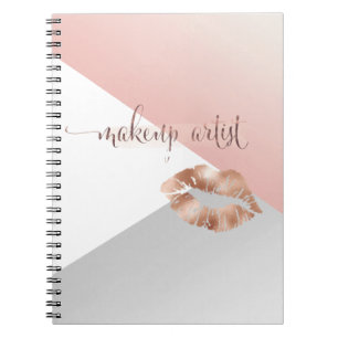 Meisjesachtige geometrische roze gouden lippen, vi notitieboek