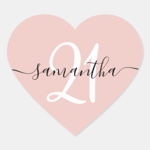 Meisjesachtige gepersonaliseerde nummer 21 Blush Hart Sticker