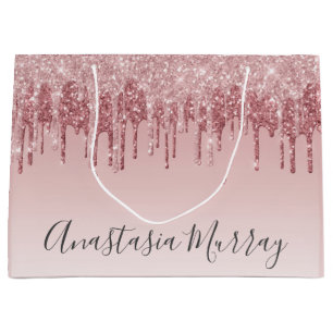 Meisjesachtige Glam Blush Roze Roze Goud Glitter D Groot Cadeauzakje