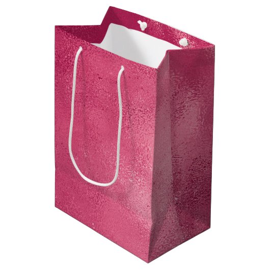 Meisjesachtige Glam Chic Roze Bruiloft Feest Medium Cadeauzakje (Voorkant Gekanteld)