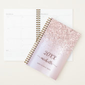 Meisjesachtige Glam Metal Roze Gouden Glitter Mono Planner (Display)