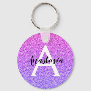 Meisjesachtige Glam Ombre Paarse Glitters Glans Mo Sleutelhanger