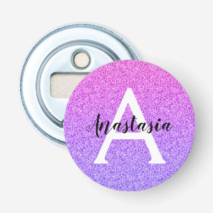 Meisjesachtige Glam Ombre Paarse Glitters Vonken M Button Flesopener