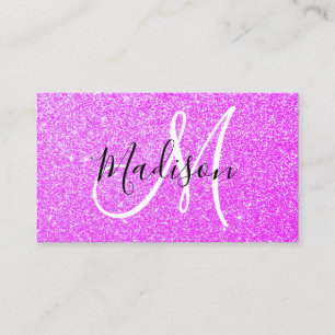 Meisjesachtige & Glam Paarse Glitter Glans Monogra Visitekaartje