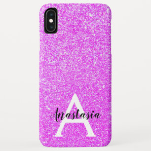 Meisjesachtige Glam Paarse Glitters Glans Monogram Case-Mate iPhone Case
