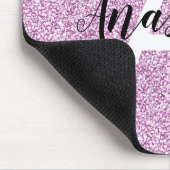 Meisjesachtige Glam Paarse Glitters Monogram Naam Muismat (Hoek)