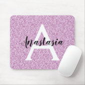 Meisjesachtige Glam Paarse Glitters Monogram Naam Muismat (Met muis)