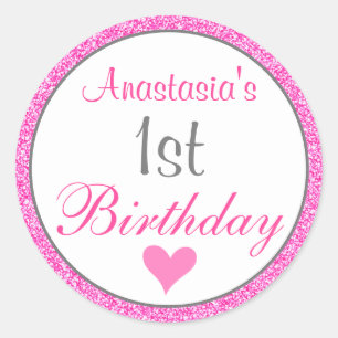 Meisjesachtige Glam Prinses Hot Roze Glitters 1e V Ronde Sticker