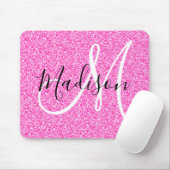 Meisjesachtige Glam Roze Glitters Glans Monogram N Muismat (Met muis)