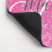 Meisjesachtige Glam Roze Glitters Glans Monogram N Muismat (Hoek)