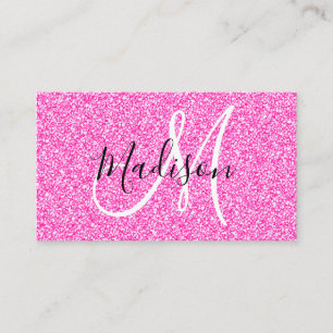 Meisjesachtige & Glam Roze Glitters Glans Monogram Visitekaartje
