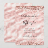 Meisjesachtige glam roze glitters schitterende con kaart (Voorkant / Achterkant)