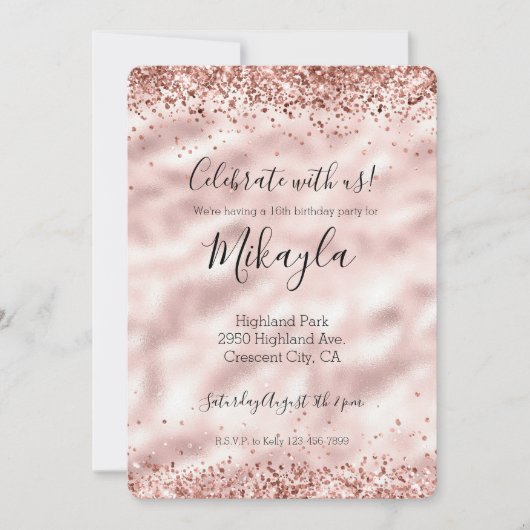 Meisjesachtige glam roze glitters schitterende con kaart (Voorkant)