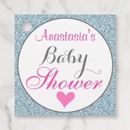 Meisjesachtige Glam Roze Licht Hemelblauw Glitter  Bedankjes Labels