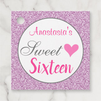 Meisjesachtige Glam Roze Lilac Paarse Glitters Zes Bedankjes Labels
