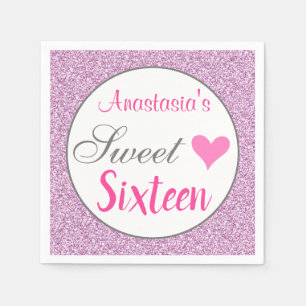 Meisjesachtige Glam Roze Lilac Paarse Glitters Zes Servet
