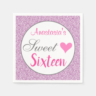 Meisjesachtige Glam Roze Lilac Paarse Glitters Zes Servet