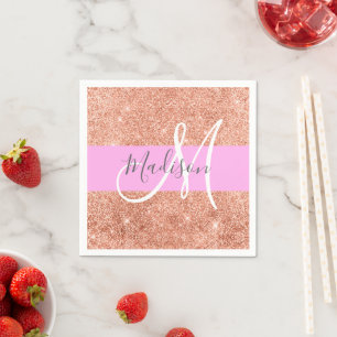 Meisjesachtige Glam Roze Perzik Goud Glitters Mono Servet
