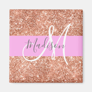 Meisjesachtige Glam Roze Perzik Gouden Glitters Mo Magneet