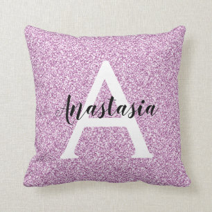 Meisjesachtige glamour paarse glitter vonken monog kussen