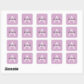 Meisjesachtige glamour paarse glitter vonken monog vierkante sticker (Vel)