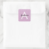 Meisjesachtige glamour paarse glitter vonken monog vierkante sticker (Tas)