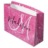 Meisjesachtige glamour roze glitters vonken monogr groot cadeauzakje (Achterkant Gekanteld)
