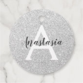 Meisjesachtige glamour zilveren glitter vonken mon bedankjes labels (Achterkant)