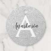 Meisjesachtige glamour zilveren glitter vonken mon bedankjes labels (Voorkant)