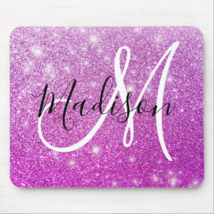 Meisjesachtige & glamoureuze paarse glitter monogr muismat