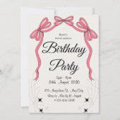 meisjesachtige glinster roze verjaardagsuitnodigin kaart (Voorkant)