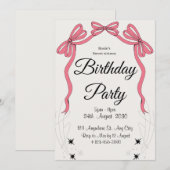 meisjesachtige glinster roze verjaardagsuitnodigin kaart (Voorkant / Achterkant)