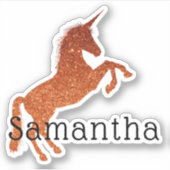 Meisjesachtige Glitter Eenhoorn Naam Sticker (Voorkant)