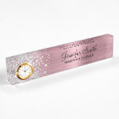 Meisjesachtige Glitterige Zilver Roze Glam Naambordje