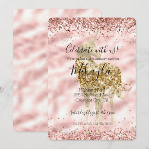 Meisjesachtige Gouden Eenhoorn Roze Glitters Schit Kaart