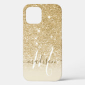 Meisjesachtige Gouden Glitter Monogram Naam Case-Mate iPhone Case (Achterkant)