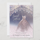 Meisjesachtige jurk druipt van roze gouden glinste kaart (Voorkant)