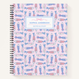 Meisjesachtige Kawaii Vis met Strik Custom Notitieboek