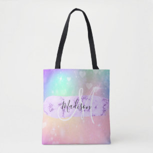 Meisjesachtige Kleurrijke Eenhoorn Regenboog Harte Tote Bag