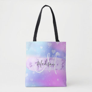 Meisjesachtige Kleurrijke Eenhoorn Regenboog Harte Tote Bag