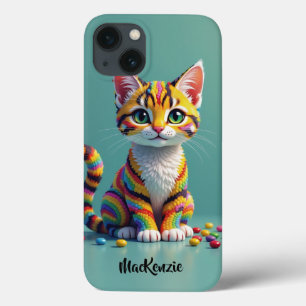 Meisjesachtige Kleurrijke Margay Snoep Kat Case-Mate iPhone Case