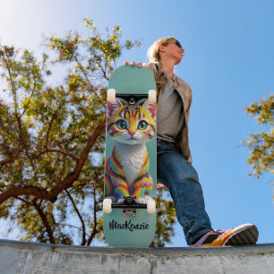 Meisjesachtige Kleurrijke Margay Snoep Kat Persoonlijk Skateboard