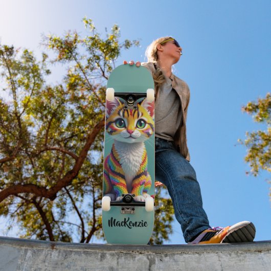 Meisjesachtige Kleurrijke Margay Snoep Kat Persoonlijk Skateboard (Buiten 1)