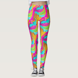 Meisjesachtige Kleurrijke Neon Roze IJshoorntjes Leggings