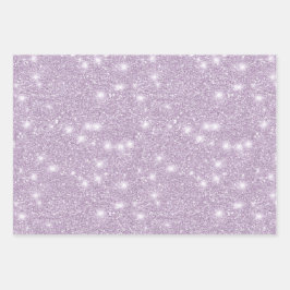 Meisjesachtige Lavendel Glitter Schitter Verjaarda Inpakpapier Vel